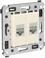 Розетка компьютерная экранированная без рамки DKC Avanti 2-м. RJ45+RJ45 6е ванильная дымка