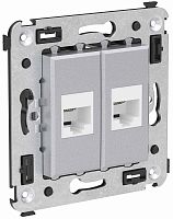 Розетка телефонная без рамки DKC Avanti 2-м. RJ12+RJ12 закаленная сталь