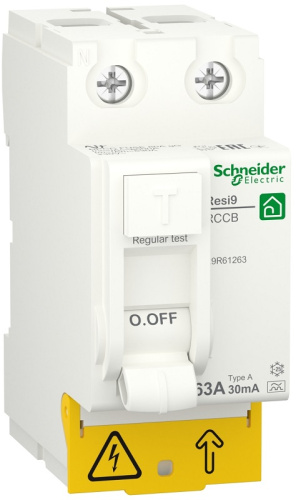 Выключатель дифференциального тока УЗО Schneider Electric Resi9 2п 63А 30мА 6кА тип A