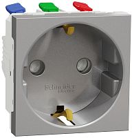 Розетка с заземлением без рамки Schneider Electric Unica Modular 1-м. шторки алюминий