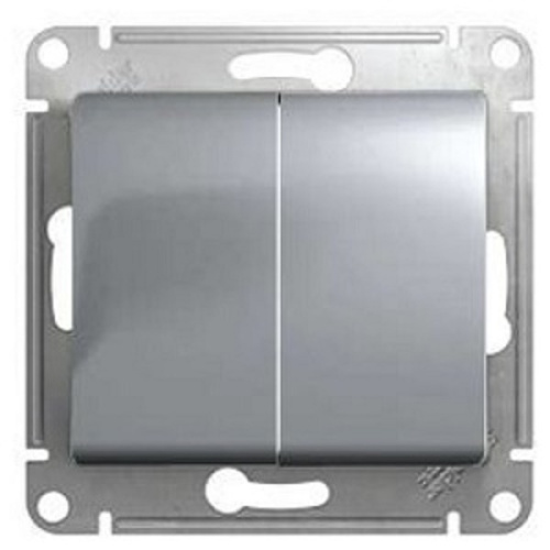 Выключатель без рамки Systeme Electric Glossa 2-кл. алюминий Systeme Electric — купить по цене от 495 ₽ | ПрофБезопасность фото 2