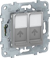 Розетка компьютерная без рамки Schneider Electric Unica New 2-м. RJ45+RJ45 5e алюминий Schneider Electric — купить по цене от 3&nbsp;132 ₽ | ПрофБезопасность
