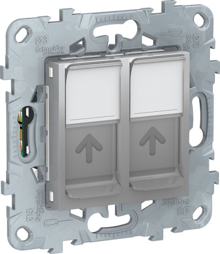 Розетка компьютерная без рамки Schneider Electric Unica New 2-м. RJ45+RJ45 5e алюминий Schneider Electric — купить по цене от 3&nbsp;132 ₽ | ПрофБезопасность
