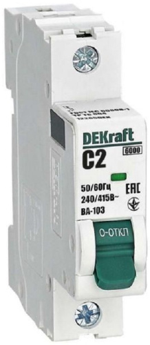 Выключатель автоматический DEKraft ВА-103 1п 2А C 6кА