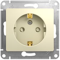 Розетка с заземлением без рамки Systeme Electric Glossa 1-м. шторки бежевый