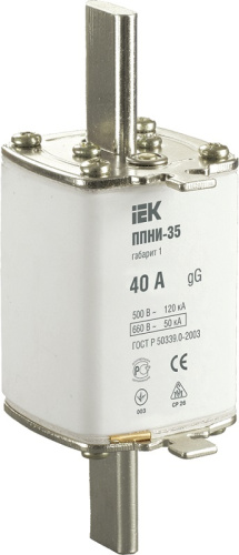 Вставка плавкая предохранителя IEK ППНИ-35 габарит 1 40А