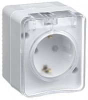 Розетка с заземлением накладная Systeme Electric AtlasDesign Profi54 1-м. крышка IP54 белый