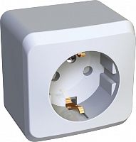 Розетка с заземлением накладная Systeme Electric Этюд 1-м. шторки белый 