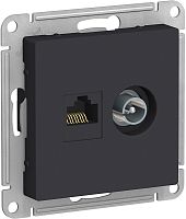 Розетка RJ45+TV Оконечная без рамки Systeme Electric AtlasDesign 2-м. карбон