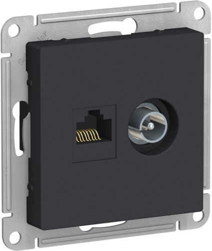 Розетка RJ45+TV Оконечная без рамки Systeme Electric AtlasDesign 2-м. карбон
