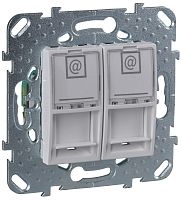 Розетка компьютерная без рамки Schneider Electric Unica 2-м. RJ45+RJ45 5e белый Schneider Electric — купить по цене от 2&nbsp;153 ₽ | ПрофБезопасность
