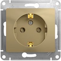 Розетка с заземлением без рамки Systeme Electric Glossa 1-м. шторки титан