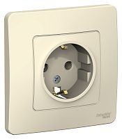 Розетка с заземлением с рамкой Systeme Electric Blanca 1-м. молочный