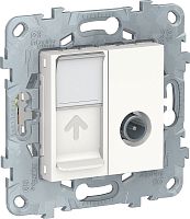 Розетка RJ45+TV Оконечная без рамки Schneider Electric Unica New 2-м. белый Schneider Electric — купить по цене от 2&nbsp;373 ₽ | ПрофБезопасность