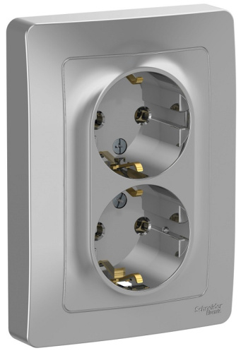 Розетка с заземлением Systeme Electric Blanca 1-м. 2-мод. алюминий