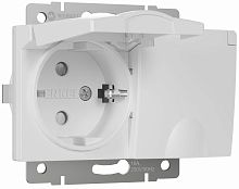 Розетка с заземлением без рамки Werkel 1-м. 2-мод. крышка шторки IP44 белый глянцевый