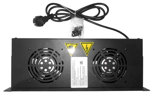Полка вентиляторная Netko 1U, 2 вентилятора, с кабелем, черный картинка фото 2