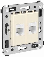 Розетка компьютерная без рамки DKC Avanti 2-м. RJ45+RJ45 6е ванильная дымка