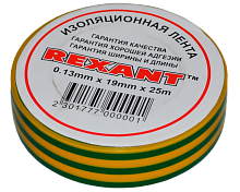 Изолента Rexant 19мм x 25м желто зеленая