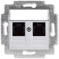 Розетка компьютерная без рамки ABB EPJ Levit 2-м. RJ45+RJ45 5e серебро