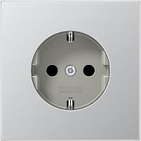 Розетка с заземлением без рамки Jung LS990 metal 1-м. шторки алюминий Jung — купить по цене от 4&nbsp;950 ₽ | ПрофБезопасность