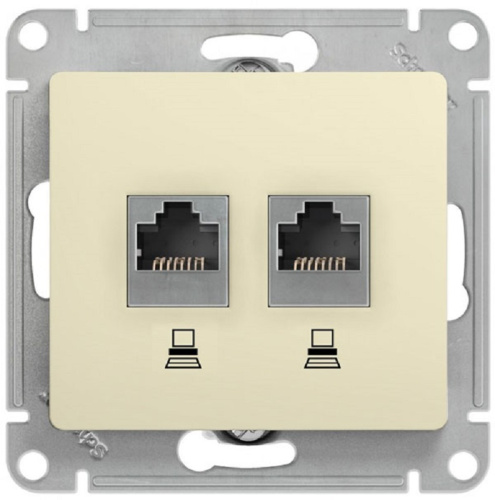 Розетка компьютерная без рамки Systeme Electric Glossa 2-м. RJ45+RJ45 5e бежевый Systeme Electric — купить по цене от 1&nbsp;329 ₽ | ПрофБезопасность