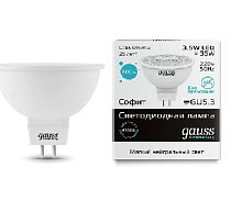 Лампа светодиодная Gauss Elementary MR16 Софит GU5.3 220В 3,5Вт 300Лм 4100К 50х45мм Gauss — купить по цене от 110 ₽ | ПрофБезопасность