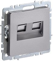 Розетка компьютерная без рамки IEK Brite РК10-2-БрС 2-м. RJ45+RJ45 5e сталь