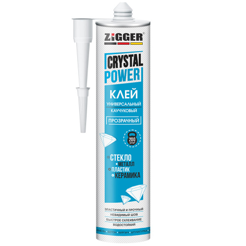 Клей вместо гвоздей  Zigger Crystal POWER, каучуковый, универсальный, прозрачный, 300 г