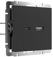 Розетка USB тип A+С без рамки Werkel 2-м. черный матовый