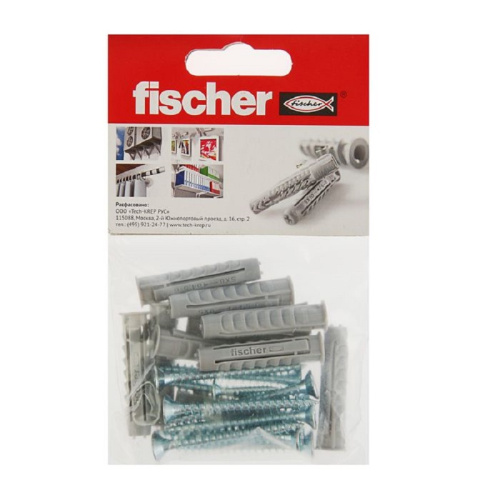 Дюбель Fischer SX 8X40  для полнотелых материалов + шуруп (10 шт). пакет