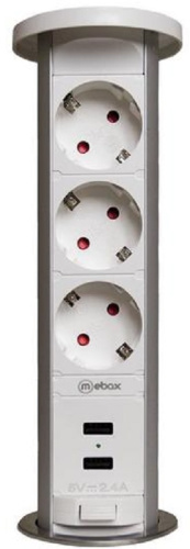 Розетка встраеваемая выдвижная механическая Mebax 105W 3-м.+2xUSB Ø60мм IP44 белый, Mebax, купить, цена, доставка, безопасность Розетка встраеваемая выдвижная механическая Mebax 105W 3-м.+2xUSB Ø60мм IP44 белый Mebax — купить по цене от | ПрофБезопасность