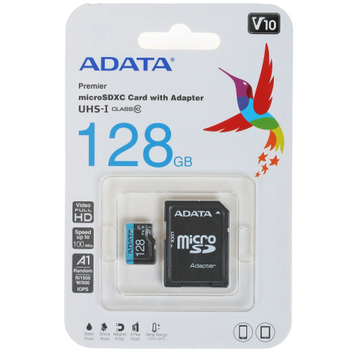 Карта памяти MicroSDXC ADATA Premier 128Gb AUSDX128GUICL10A1-RA1 A-DATA — купить по цене от 2&nbsp;600 ₽ | ПрофБезопасность