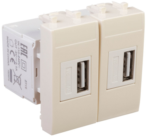 Розетка USB тип А+А модульная DKC Avanti 2-м. 2 мод. 2100мА ванильная дымка DKC — купить по цене от 3&nbsp;568 ₽ | ПрофБезопасность