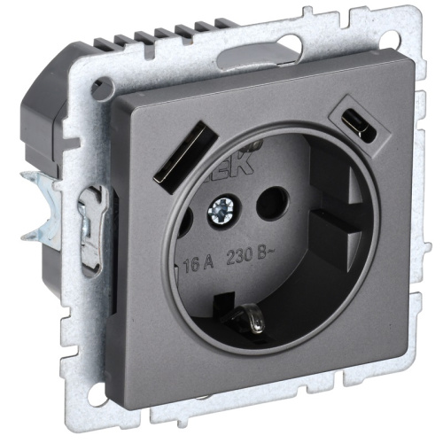 Розетка с заземлением +2xUSB тип A+C без рамки IEK Brite РЮш11-1-БрС 1-м. сталь, IEK, купить, цена, доставка, безопасность Розетка с заземлением +2xUSB тип A+C без рамки IEK Brite РЮш11-1-БрС 1-м. сталь IEK — купить по цене от 4 160 ₽ | ПрофБезопасность