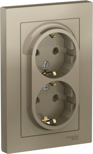 Розетка с заземлением Systeme Electric AtlasDesign 1-м. 2 мод. шампань