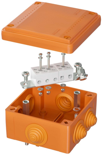 Коробка огнестойкая DKC Vulcan 100x100x50мм 5x10мм IP55 оранжевый картинка