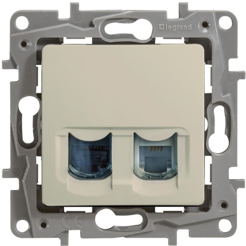 Розетка телефон+компьютер без рамки Legrand Etika 2-м. RJ11+RJ45 5е слоновая кость 