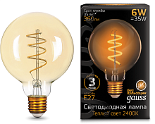 Лампа светодиодная филаментная Ретро Gauss Filament LED G95 220В 6Вт E27 Golden 2400К Flexible Gauss — купить по цене от 790 ₽ | ПрофБезопасность