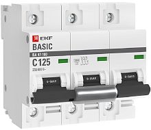 Выключатель автоматический EKF Basic ВА47-100 3п 125А C 10кА