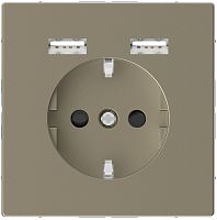 Розетка с заземлением +2xUSB тип A+A без рамки Schneider Electric Merten D-Life 1-м. сахара