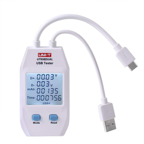 Тестер USB с вольтметром/амперметром UNI-T UT658 DUAL, Uni Trend Group, купить, цена, доставка, безопасность Тестер USB с вольтметром/амперметром UNI-T UT658 DUAL Uni Trend Group — купить по цене от 1 440 ₽ | ПрофБезопасность