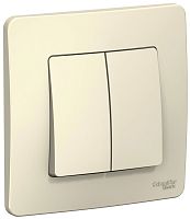 Переключатель с рамкой Systeme Electric Blanca 2-кл. проходной молочный