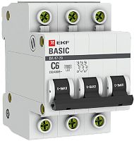 Выключатель автоматический EKF Basic ВА47-29 3п 6А C 4.5кА