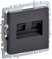 Розетка компьютерная без рамки IEK Brite РК10-2-БрГ 2-м. RJ45+RJ45 5e графит