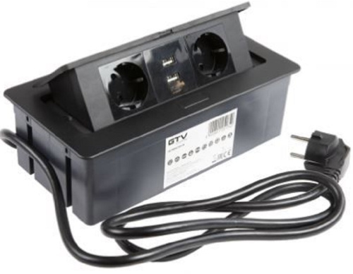 Розетка встраиваемая полуавтоматическая GTV 2-м.+2xUSB 240х120х73мм черный GTV — купить по цене от 6&nbsp;800 ₽ | ПрофБезопасность