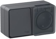 Блок накладной Systeme Electric AtlasDesign Profi54 розетка 1-м.+выключатель 1-кл. IP54 антрацит