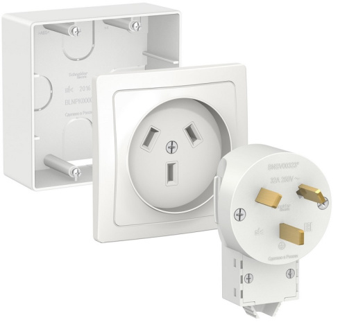 Комплект силовой накладной Systeme Electric Blanca 32А (коробка+розетка+вилка) 230В белый  Systeme Electric — купить по цене от 704 ₽ | ПрофБезопасность