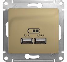 Розетка USB тип A+A без рамки Systeme Electric Glossa 2-м. 2100мА титан