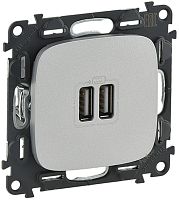 Розетка USB тип A+A без рамки Legrand Valena Allure 2-м. 1500мА алюминий Legrand — купить по цене от 6&nbsp;050 ₽ | ПрофБезопасность